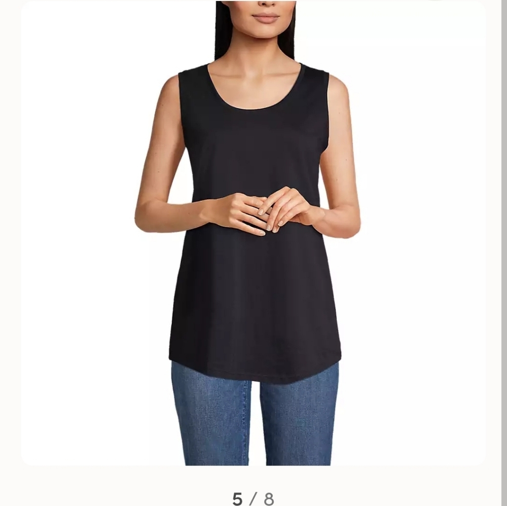 LANDS END Womens- **BLACK**  SUPIMA COTTON TUNIC TANK TOP - SLEEVELESS - NEW
